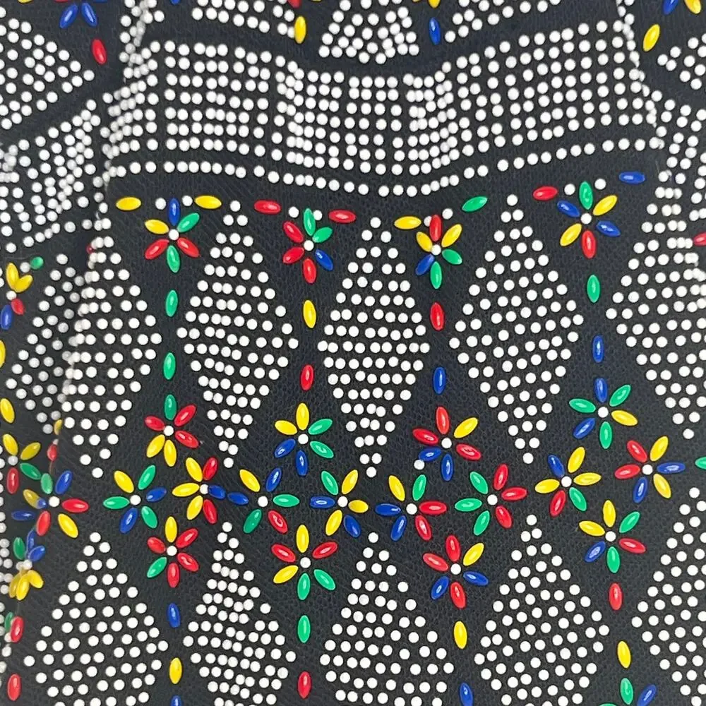 Vintage 70s Candy Dot Drawstring Purse Micro Beaded Mr Jonas Made in Hong Kong